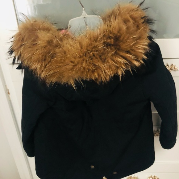 Girls parka with real fur collar and lining - Picture 6 of 8